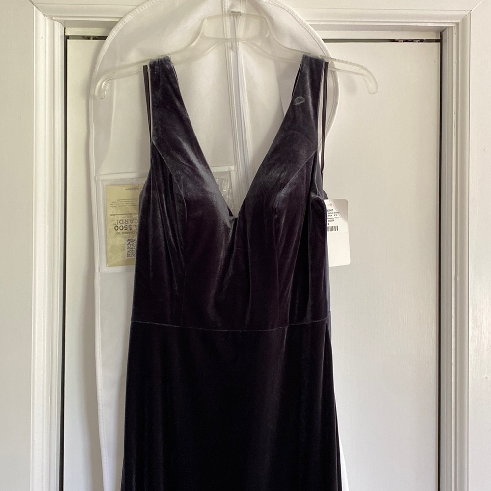 Revelry blue slate velvet dress